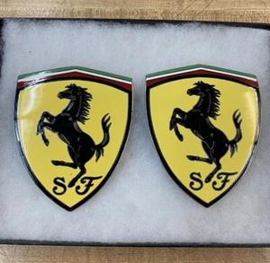 Pair of 2 OEM Ferrari Scuderia Fender Shield Emblems - Picture 1 of 15