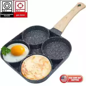 4 Hole Medical Stone Non-Stick Frying Pan Divided Egg Omelette Pancake Skillet - Picture 1 of 12