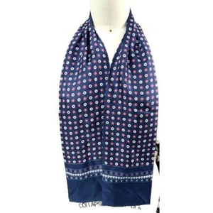 VTG S70s silk Scarf Italy Red White Blue Polka Dots "R" Signature Logo 54" - Picture 1 of 6