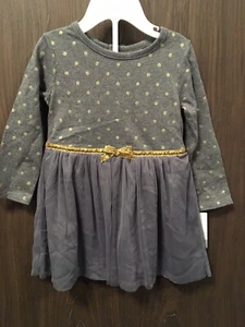 Carters Toddler Girls Gray And Gold Polka Dot Dress. 2 Pieces 18 Months B11 - Picture 1 of 7