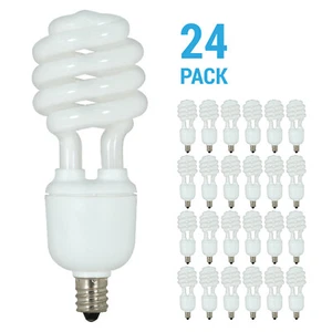 24 Pack Mini Spiral Compact Fluorescent CFL 13W 120V T2 Candelabra E12 5000K - Picture 1 of 4
