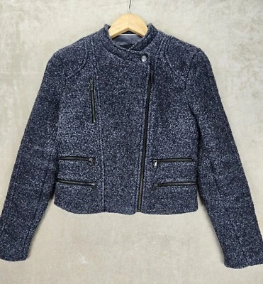 Banana Republic Size 2P Women’s Textured Moto Jacket Gray Wool Blend - Image 1 of 4