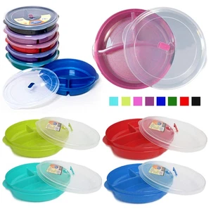 3 Pack Tray Containers Compartment Divided Plates w/ Vented Lid Food Storage BPA - Picture 1 of 1