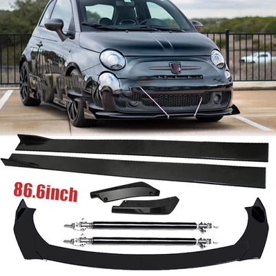 For Fiat 500 Front Rear Bumper Lip Splitter Spoiler Side Skirt - Imagem 1 de 4