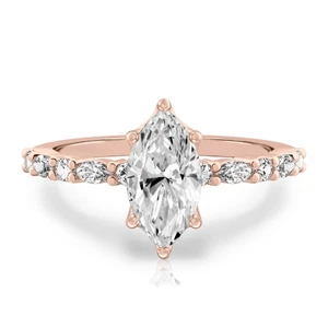 18k Rose Gold Engagement Ring Diamond Lab Grown Marquise 1.4 Carat IGI Certified - Picture 1 of 10