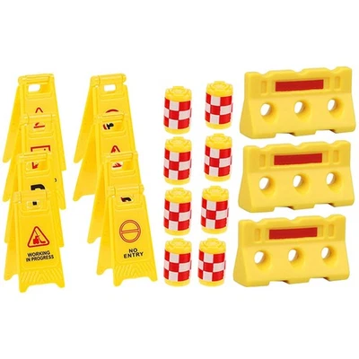 1 Set Traffic Signs Toys Kids Pretend Play Street Signs Traffic Barrier Toys - Image 1 of 4