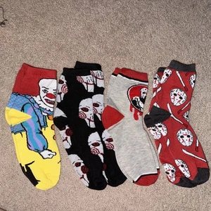 Películas de Terror 4 Pares Calcetines Informales Crew Talla 8-12 Bioworld Nuevos - Imagen 1 de 3