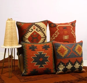 70% Jute 30% Wool Pillow Cover Kilim Cushion Cover Throw Pillow Cover Set of ... - Picture 1 of 6