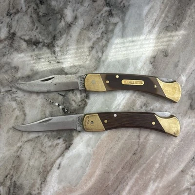 Lote de 2 navajas de bolsillo plegables Old Timer Schrade USA LB7 Lockback Foto 1 de 4