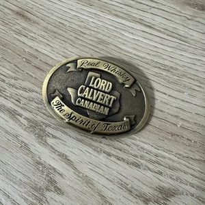 Lord Calvert Canadian Belt Buckle Real Whisky Spirit of Texas Vintage Made In US - Picture 1 of 7
