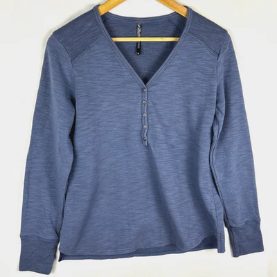 Camisa Henley Para Mujer KUHL Lola Manga Larga Talla M Azul Mezcla Algodón Exterior Botón Foto 1 de 4