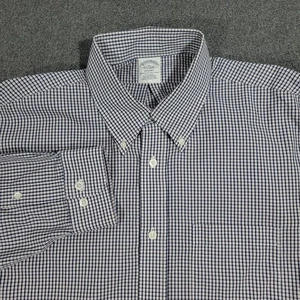 Brooks Brothers Shirt Men XL Regent White Plaid Non Iron 1818 Supima Long Sleeve - Picture 1 of 10