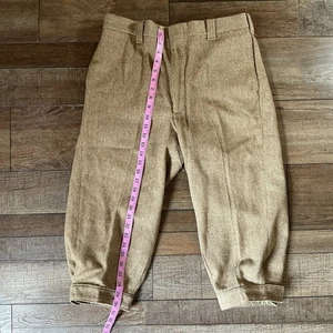 1926 Vintage Woolrich Wollhose Bündchen braun Fischgrätmuster hergestellt in den USA 34x19 #67708 - Bild 1 von 11