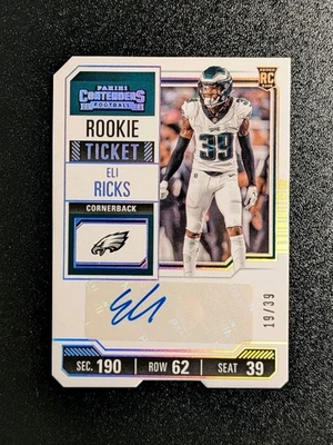 2023 Panini Contenders - Eli Ricks Rookie Ticket Auto /39 - Eagles #233 RC CB - Image 1 of 2