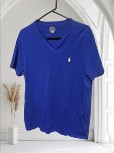 Neu ohne Etikett Polo Ralph Lauren Custom Slim Fit V-Ausschnitt Hemd Herren XL blau kurze Ärmel  - Bild 1 von 3