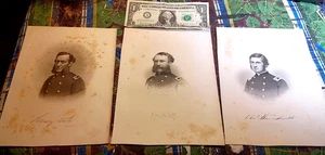 1873 Lot von 3 Bürgerkrieg Helden von Connecticut Stiche Drucke Perine, Sartain - Bild 1 von 12