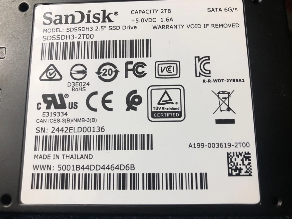 SanDisk Ultra 3D SSD 2TB 2,5" SATA III 6Gb/s – Modell SDSSDH3-2T00 – TOP Zustand - Bild 1 von 3