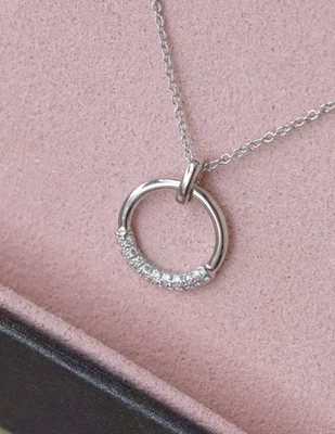 Colgante de regalo de cumpleaños de diamantes cultivados en laboratorio certificado para mujer cadena de 18" en plata 925 Foto 1 de 4