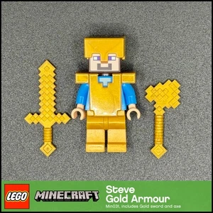 LEGO Minecraft Steve Gold Armour + Sword and Axe 21127 min031 - Picture 1 of 1