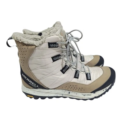 Merrell Antora Botas de Nieve Para Mujer 7.5 Marrón Vibram Imitación Piel Cremallera Lateral Impermeables Foto 1 de 4