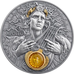 2025 Niue Divine Faces of the Sun Apollo 3 oz Silver Antiqued Coin - Picture 1 of 8
