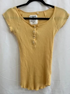 VTG Energie Y2K Women Size M Ribbed Henley Button Boho Grunge Retro Long Fitted - Picture 1 of 7