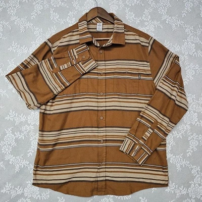 Camisa de franela Hurley marrón a rayas manga larga abotonada informal para hombre grande Foto 1 de 4