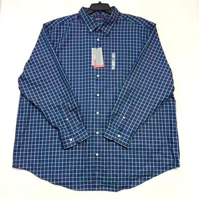 Camisa de vestir Roundtree & Yorke TravelSmart para hombre 3XB grande nueva con etiquetas azul marino a cuadros $69 Foto 1 de 4