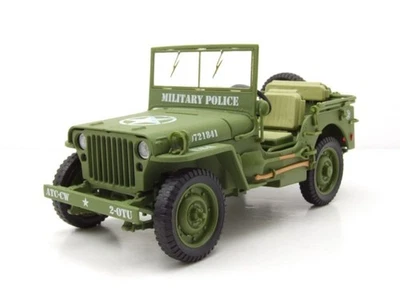 Willys Jeep US ARMY Polizia Militare 1944 Verde Modellino 1:18 American Diorama - Immagine 1 di 4