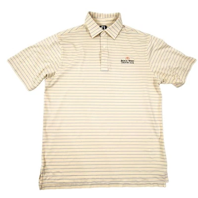 Footjoy FJ Men's Polo Golf Shirt Yellow Striped Medium Boca West Country Club - Image 1 of 4