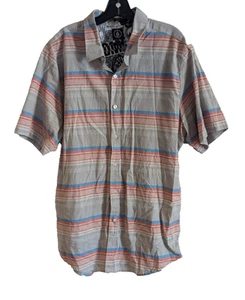 Volcom Vorzy Short Sleeve Button Up Shirt Mens 2XL Striped Skate Surf Beach - Picture 1 of 4