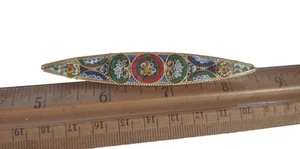 Broche broche antiguo micro mosaico millefiori tono dorado floral ovalado *3,5" - Imagen 1 de 6