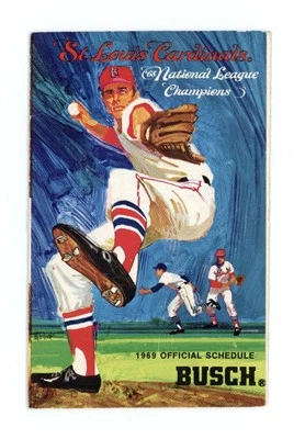 St. Louis Cardinals World Series Champions 1969 Pocket Schedule Busch Scarce - Image 1 of 3