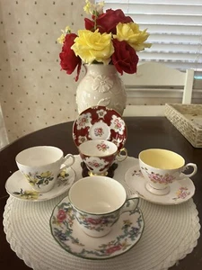 Teetasse Untertasse Tea Party Ready 4 Stück Royal Doulton Regency Tuscan Queen Anne - Bild 1 von 21