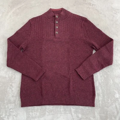 Tommy Bahama 亨利毛衣男式中号勃艮第纹理针织模拟领 $118 — 第 1/4 张图片