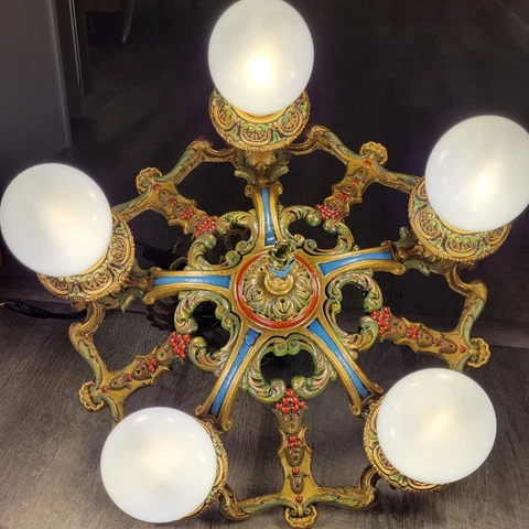Vintage antique Art Deco chandelier 5 light 1920-30's-rewired, new sockets Cover