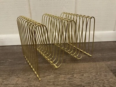 Organizador de cartas de correo de alambre ondulado curvilíneo tono dorado metal 18 ranuras Foto 1 de 4