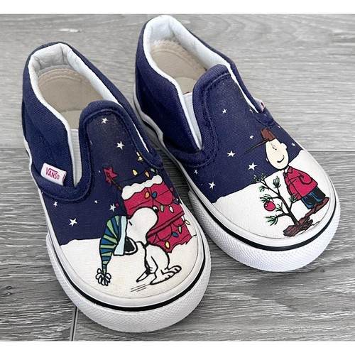 Scarpe Vans x Peanuts Charlie Marrone Blu Natale Facile da Slip On Taglia 4