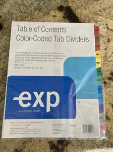 Tab Dividers 12 Month color-coded table of contents Jan-Dec year Printable NEW - Picture 1 of 4