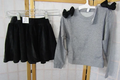 NWT Splendid Velour Skirt w/Gray Bow Shirt Set Children's Youth Size 18-24 Mo - Image 1 of 4