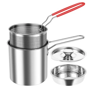 Stainless Steel Deep Fryer Set Uncoated Mini Fryer Set Heat Resistant Fryer ☣ - Picture 1 of 24