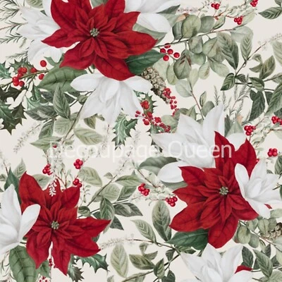 A4 Decoupage Paper CHRISTMAS FLORAL Decoupage Queen Rice Paper Mulberry Craft - Image 1 of 4