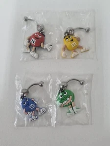M&M's Navel Rings x4 Belly Button Jewellery Red Green Blue Yellow *NEW* - Picture 1 of 6