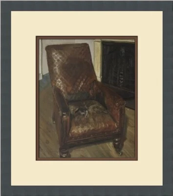 Sillón Lucian Freud junto a la chimenea estampado enmarcado personalizado Foto 1 de 2