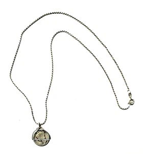 Silber 1918 Merkur Groschen Anhänger mit 18" Sterling Kette, 925 Italien - Bild 1 von 2