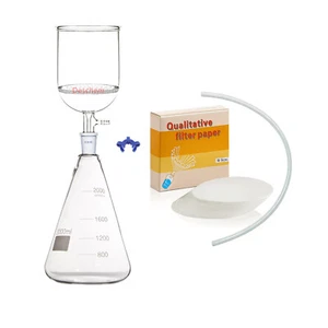 2L Lab Suction Filtration Kit 90mm Pore Plate Funnel 2000ml Erlenmeyer Flask - Picture 1 of 7