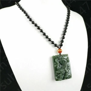Zertifiziert Hetian natürliche Jade Tiger Anhänger Halskette Charm Schmuck Amulett heiß - Bild 1 von 4