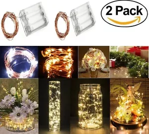 20 LED Battery operated Copper Wire Fairy String Light for wedding christmas 2pk - Bild 1 von 27