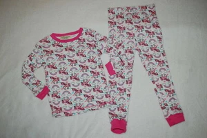Girls L/S Knit Pajama Set RAINBOWS UNICORNS HEARTS Pink White Aqua SIZE 4 5-6 - Picture 1 of 1