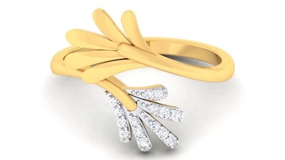 Pave 0,30 Cts Ronde Brillante Naturel Diamants Anniversaire Bague 18K Or jaune - Photo 1/4